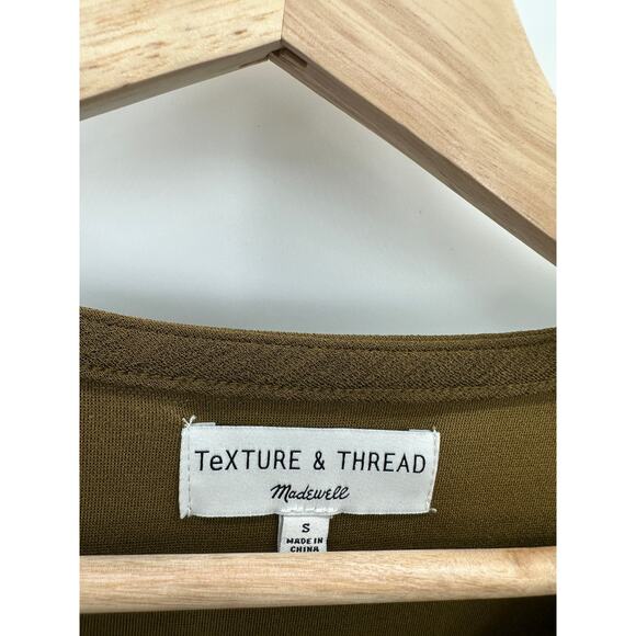 Madewell Texture & Thread Olive Green‎ Crepe Balloon Sleeve Dress Women Small - Picture 8 of 9